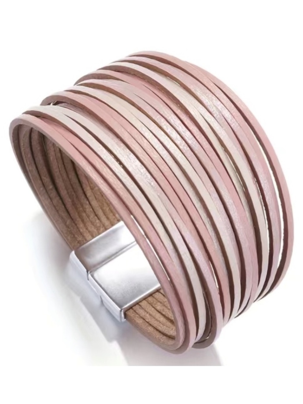 Pink Multi Layer Leather Magnetic Bracelet